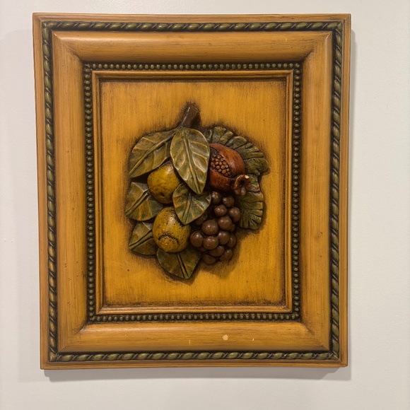 *Rare* Vintage Mid Century Robert Grace 3-dimensional relief of a fruit 20x17
